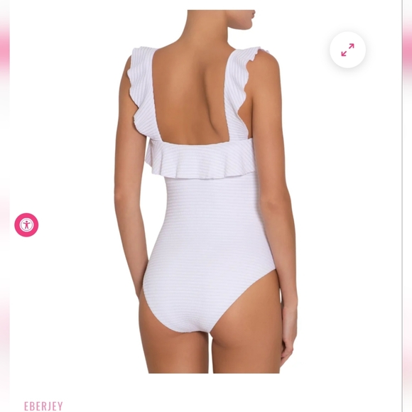 Eberjey Jane Waives Textured Stripe One-Piece Swimsuit Size M - Picture 2 of 5